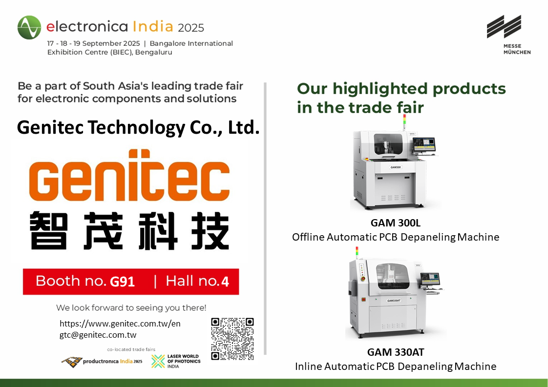 GENITEC: productronica India 2025 – Booth H4 G91, September 17–19, 2025